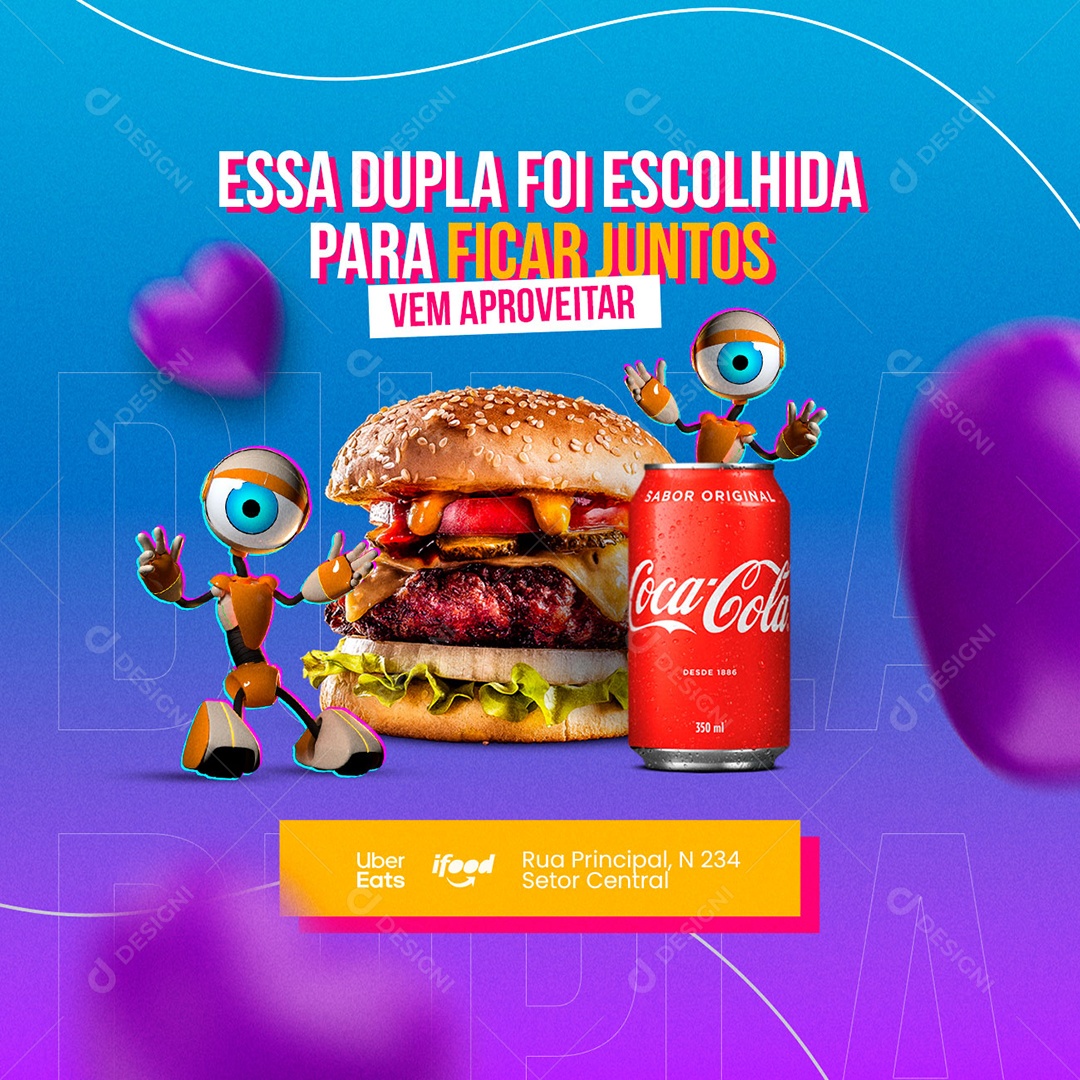 Essa Dupla foi Escolhida para Ficar Juntos BBB Hamburgueria Social Media PSD Editável