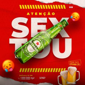 Post Cerveja Heineken Sextou Social Media PSD Editável