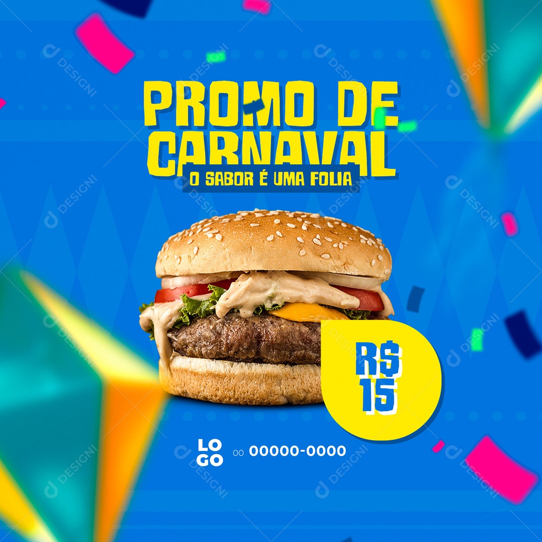 Promo de Carnaval Hamburgueria Social Media PSD Editável