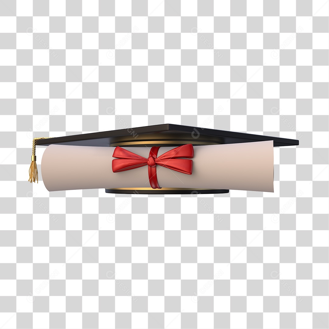 Chapéu de Formatura e Diploma Elemento 3D PNG Transparente