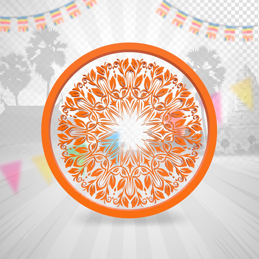 Elemento 3D Mandala PSD + PNG Transparente Sem Fundo