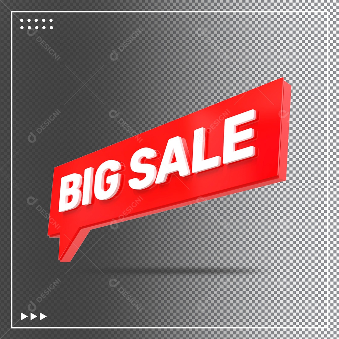 Elemento 3D Big Sale Para Composição PSD + PNG Transparente Sem Fundo