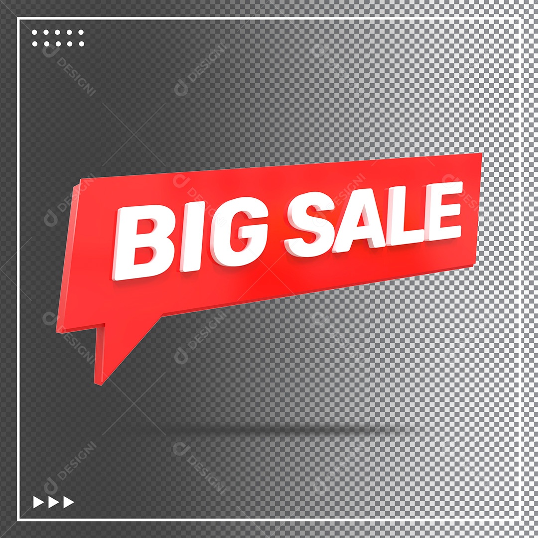 Elemento 3D Big Sale Para Composição PSD + PNG Transparente Sem Fundo