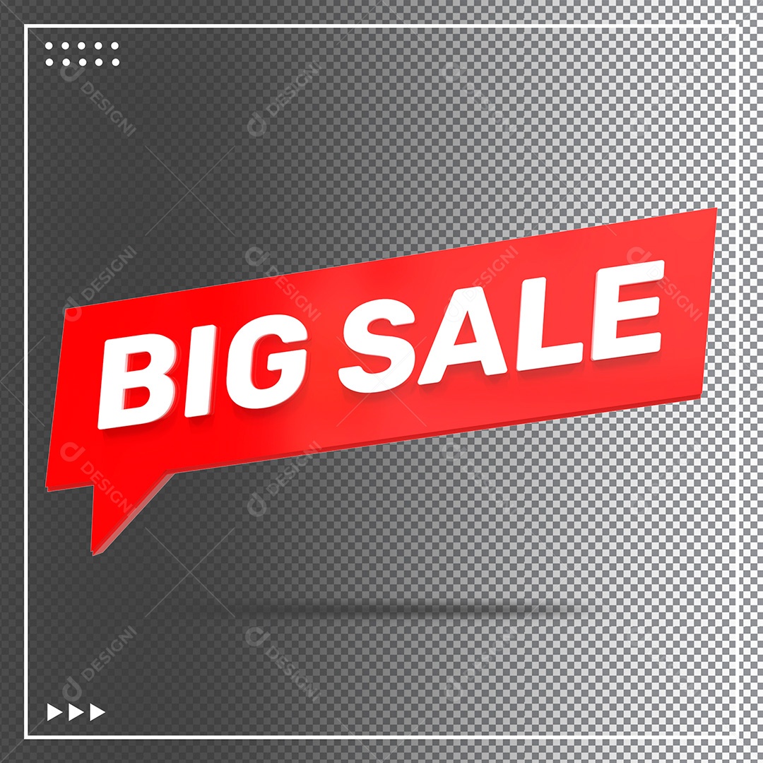 Elemento 3D Big Sale Para Composição PSD + PNG Transparente Sem Fundo