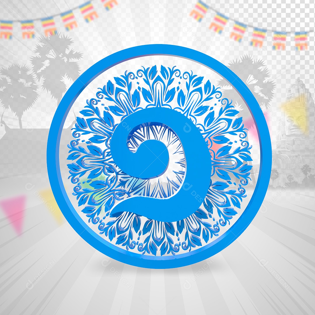 Elemento 3D Mandala PSD + PNG Transparente Sem Fundo