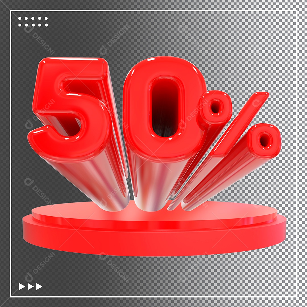 Elemento 3D Porcentagem  Para Composição PSD + PNG Transparente Sem Fundo