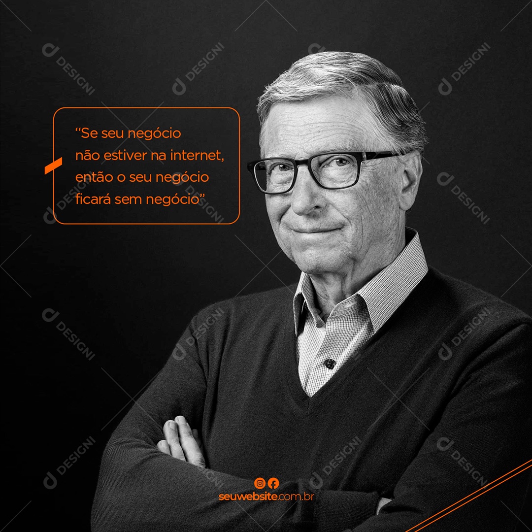 Post Frase Marketing Digital Bill Gates Social Media PSD Editável