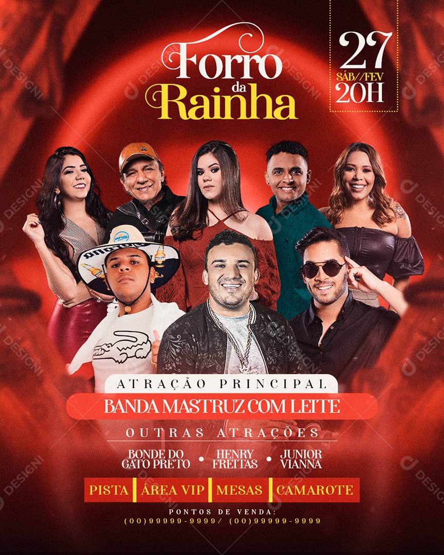 Post Flyer Forró da Rainha Social Media PSD Editável