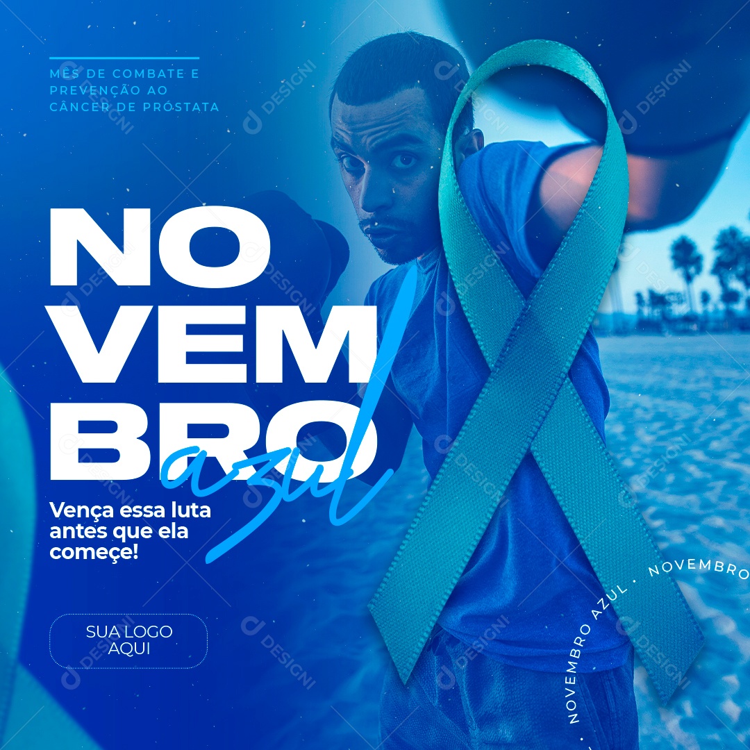Post Novembro Azul Combate ao Câncer de Próstata Social Media PSD Editável