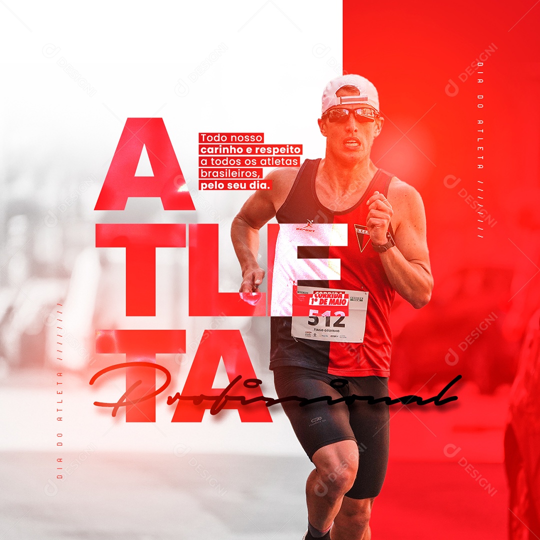 Todo Nosso Carinho e Respeito a Todos os Atletas 10 de Fevereiro Dia Do Atleta Social Media PSD Editável