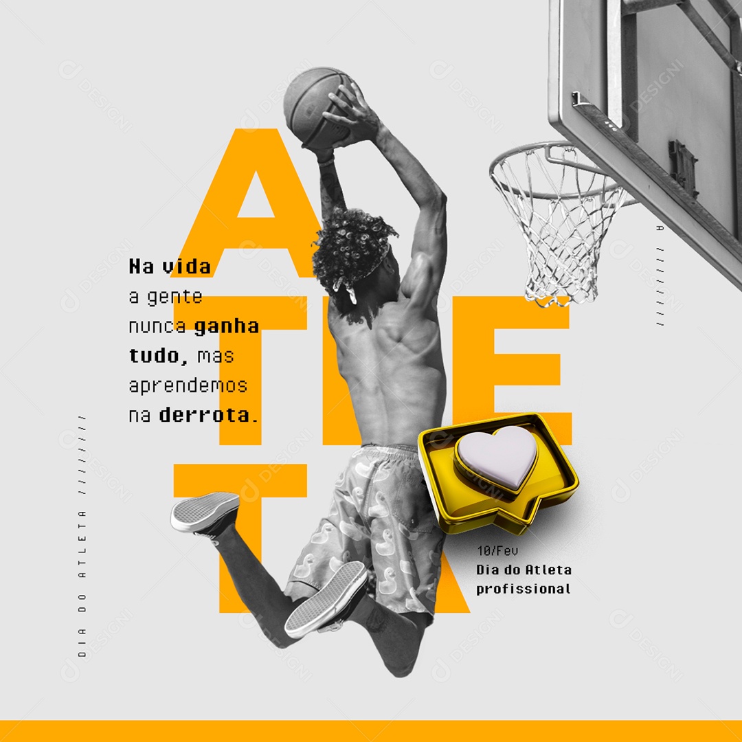 Na Vida a Gente Nunca Ganha Tudo Dia Do Atleta Social Media PSD Editável