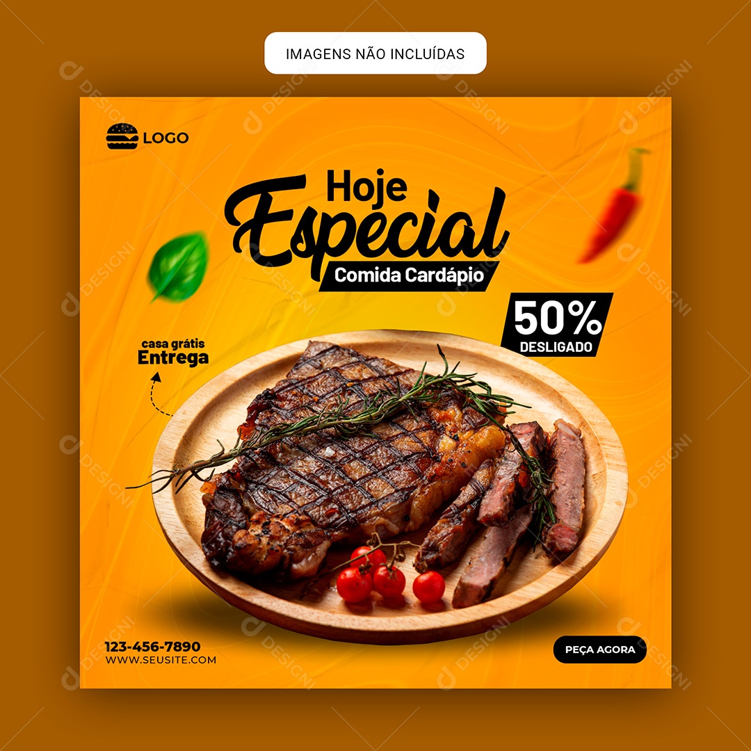 Post Churrascaria Especial Social Media PSD Editável