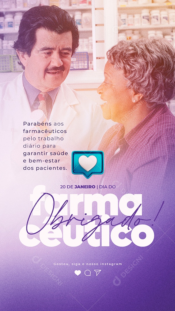 Story Parabéns aos Farmacêuticos pelo Trabalho 20 de Janeiro Social Media PSD Editável