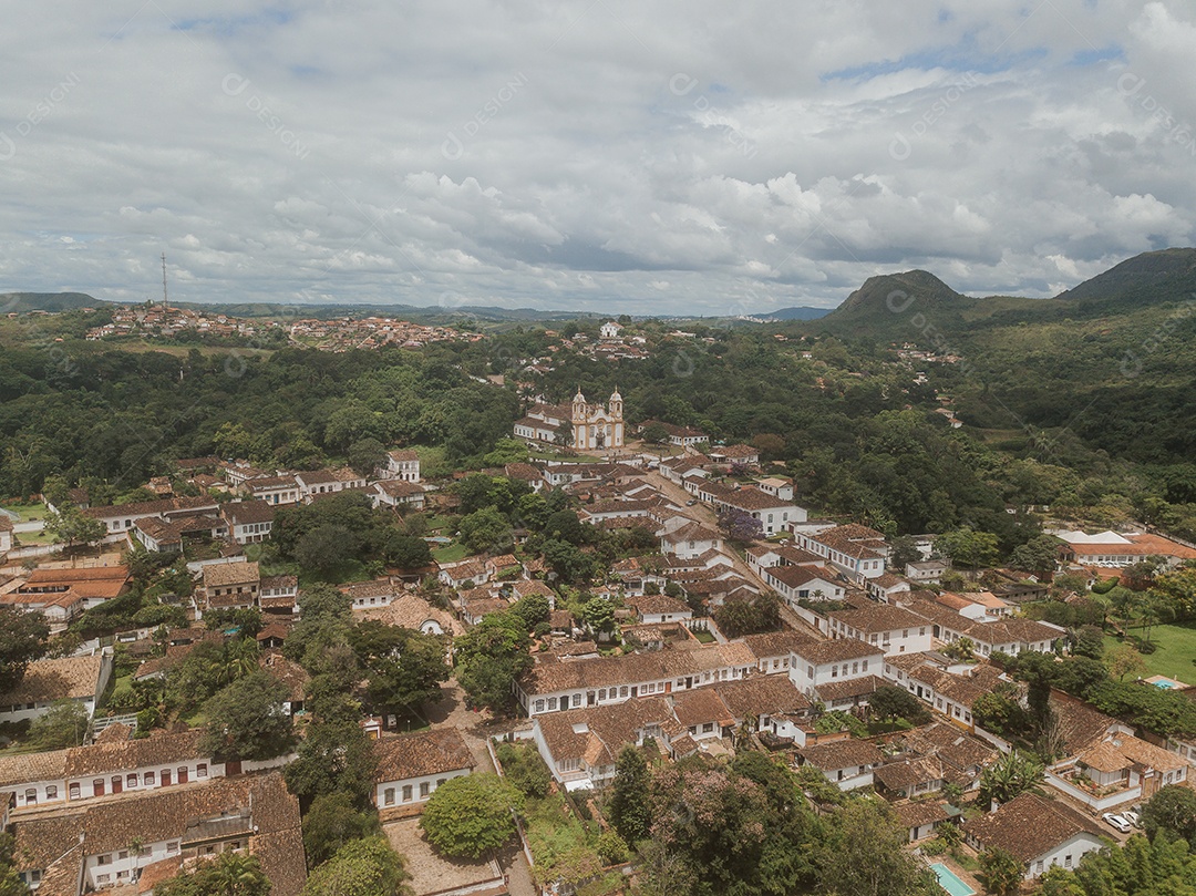 Vista aérea de uma drone sobre uma cidade