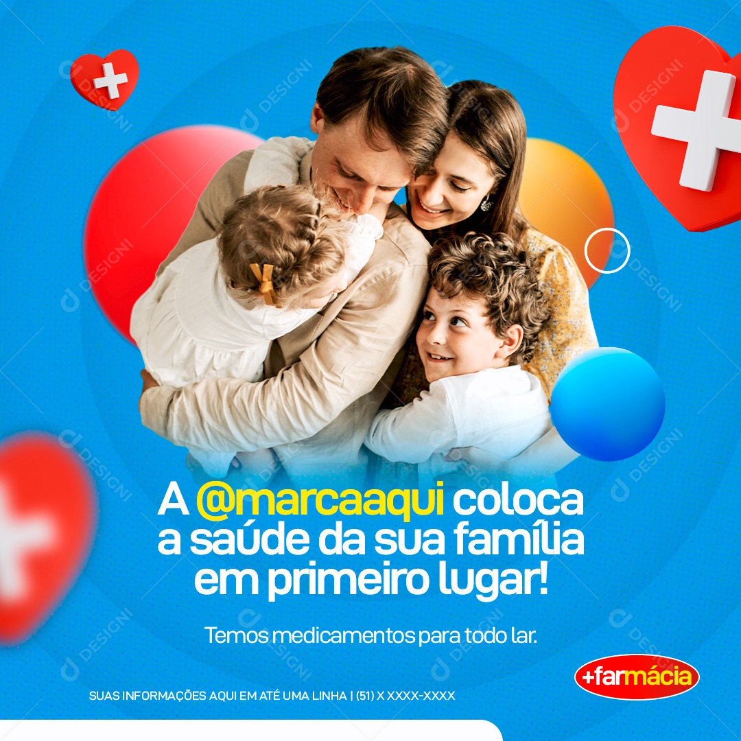 Post Farmácia A Saúde da Sua Família Social Media PSD Editável