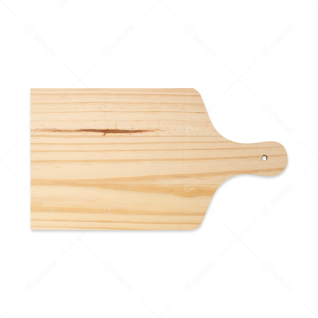 Tábua de corte de madeira isolada sobre fundo branco