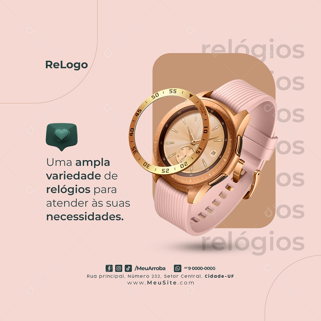 Variedade de Relógios para Atender às Suas Necessidades Relojoaria Social Media PSD Editável