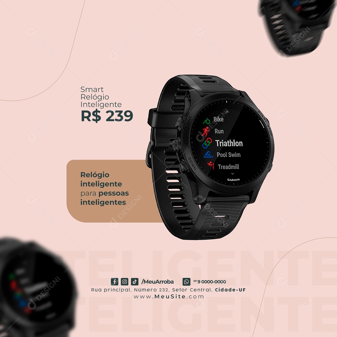 Smart Relógio Inteligente Relojoaria Social Media PSD Editável