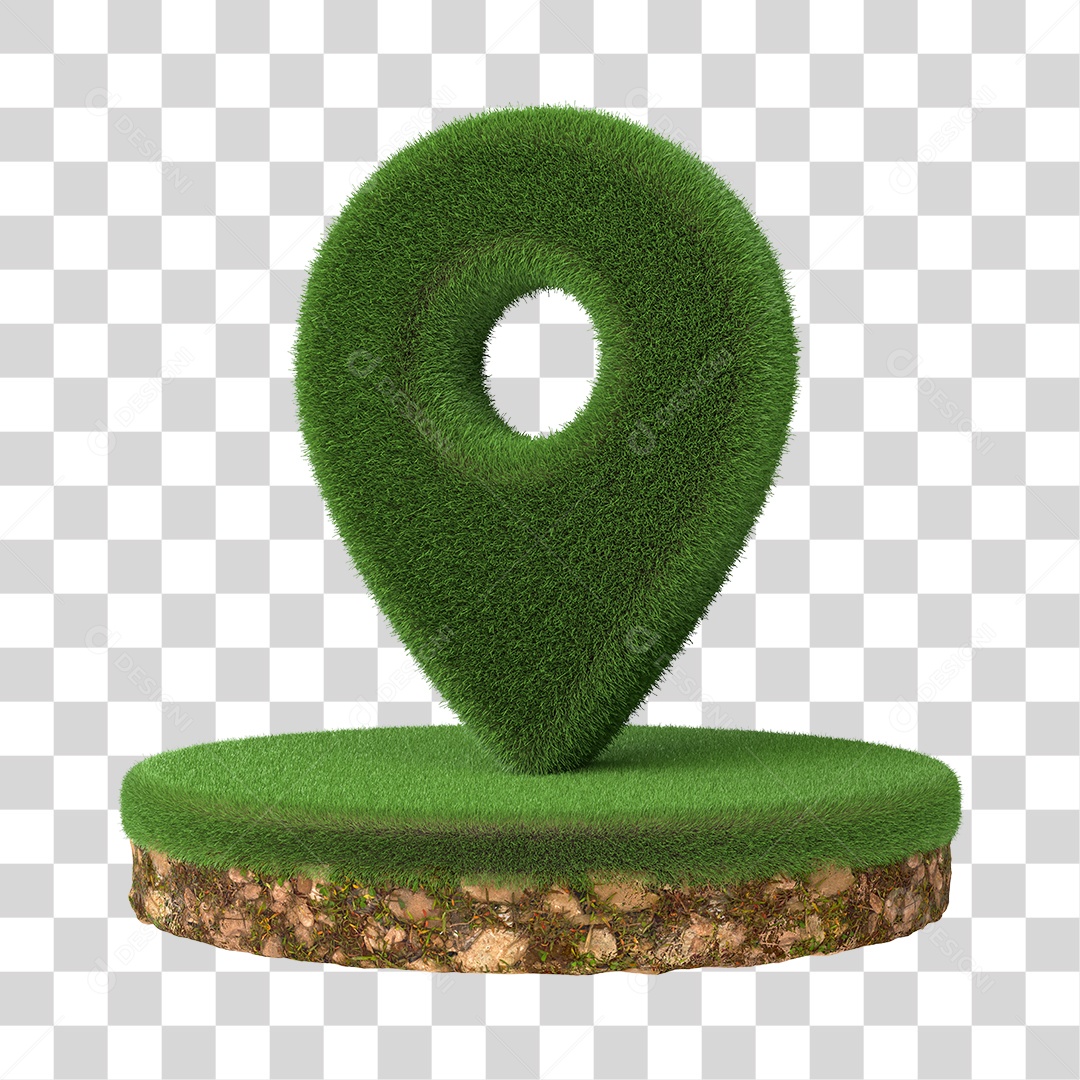 Elemento 3D Para Composição Pin de Localização de Grama PNG Transparente