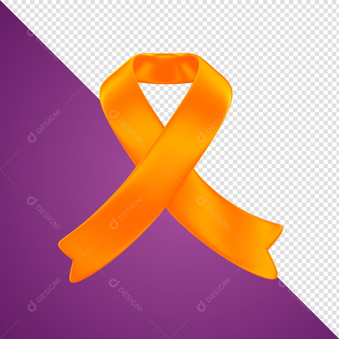 Elemento 3D Para Composição Laço Laranja PSD + PNG Transparente Sem Fundo