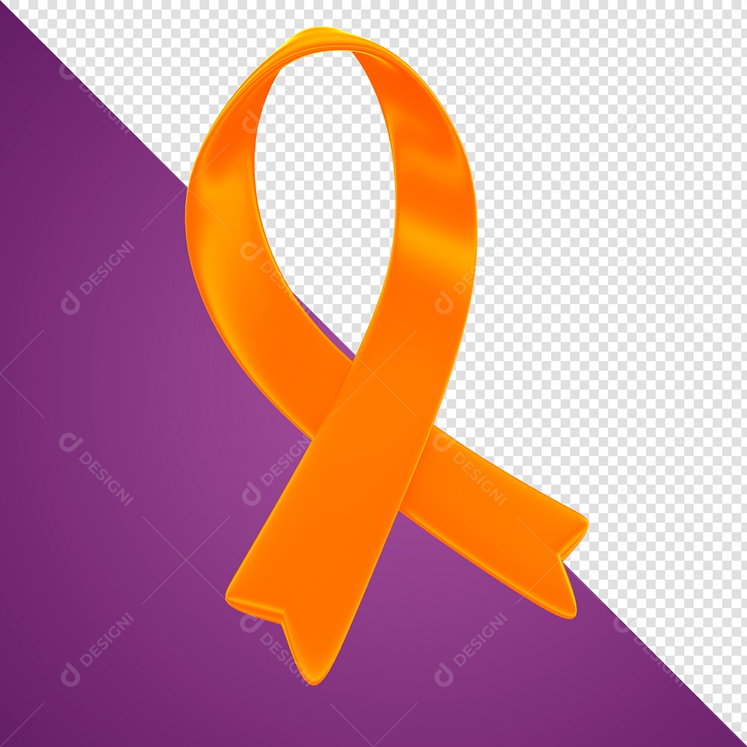 Elemento 3D Para Composição Laço Laranja PSD + PNG Transparente Sem Fundo