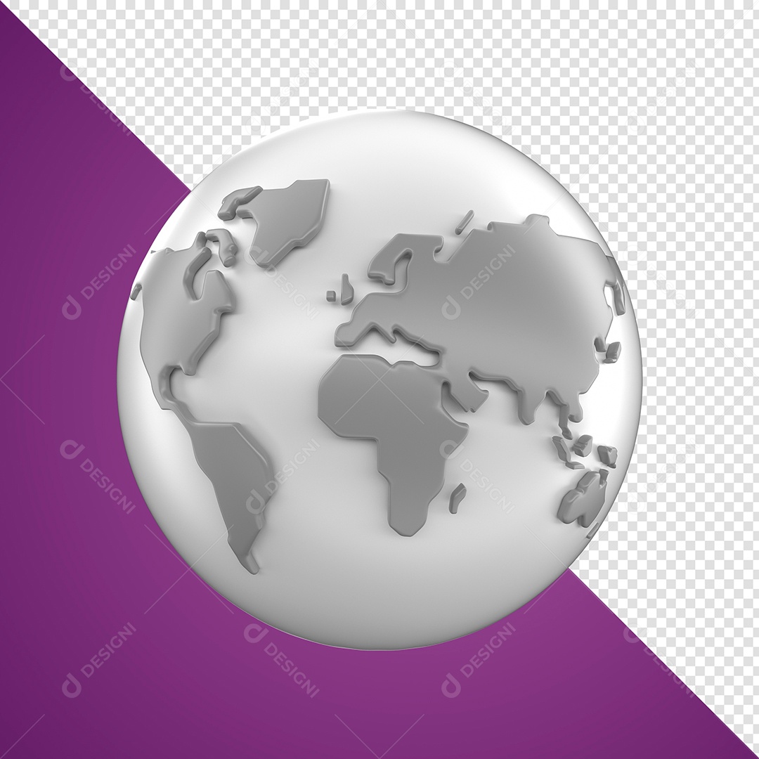 Elemento 3D Para Composição Mundo PSD + PNG Transparente Sem Fundo