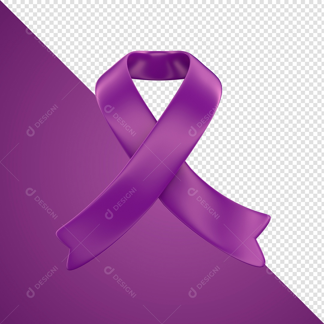Elemento 3D Para Composição Laço Roxo PSD + PNG Transparente Sem Fundo