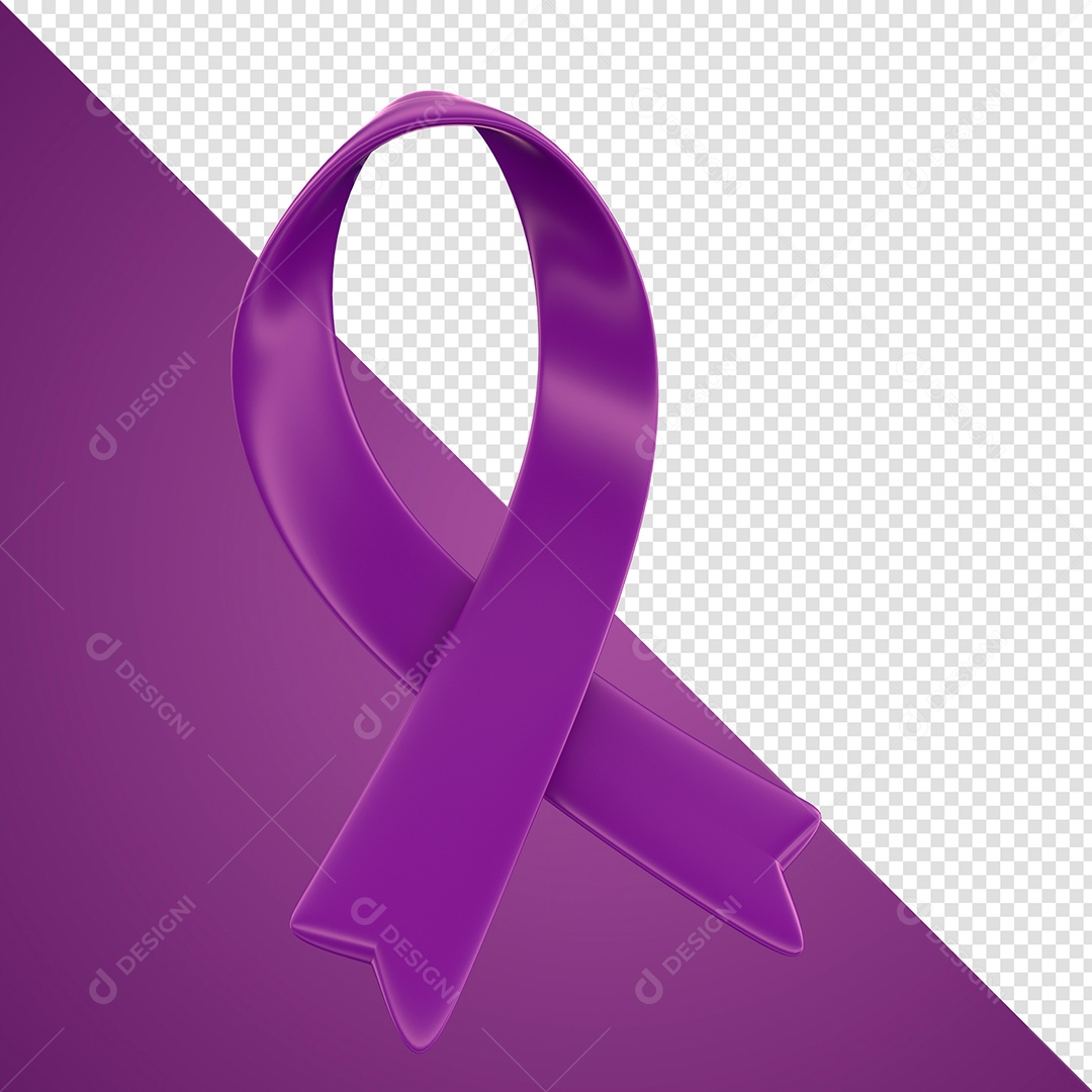 Elemento 3D Para Composição Laço Roxo PSD + PNG Transparente Sem Fundo