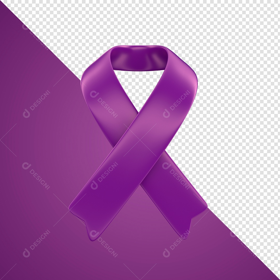 Elemento 3D Para Composição Laço Roxo PSD + PNG Transparente Sem Fundo