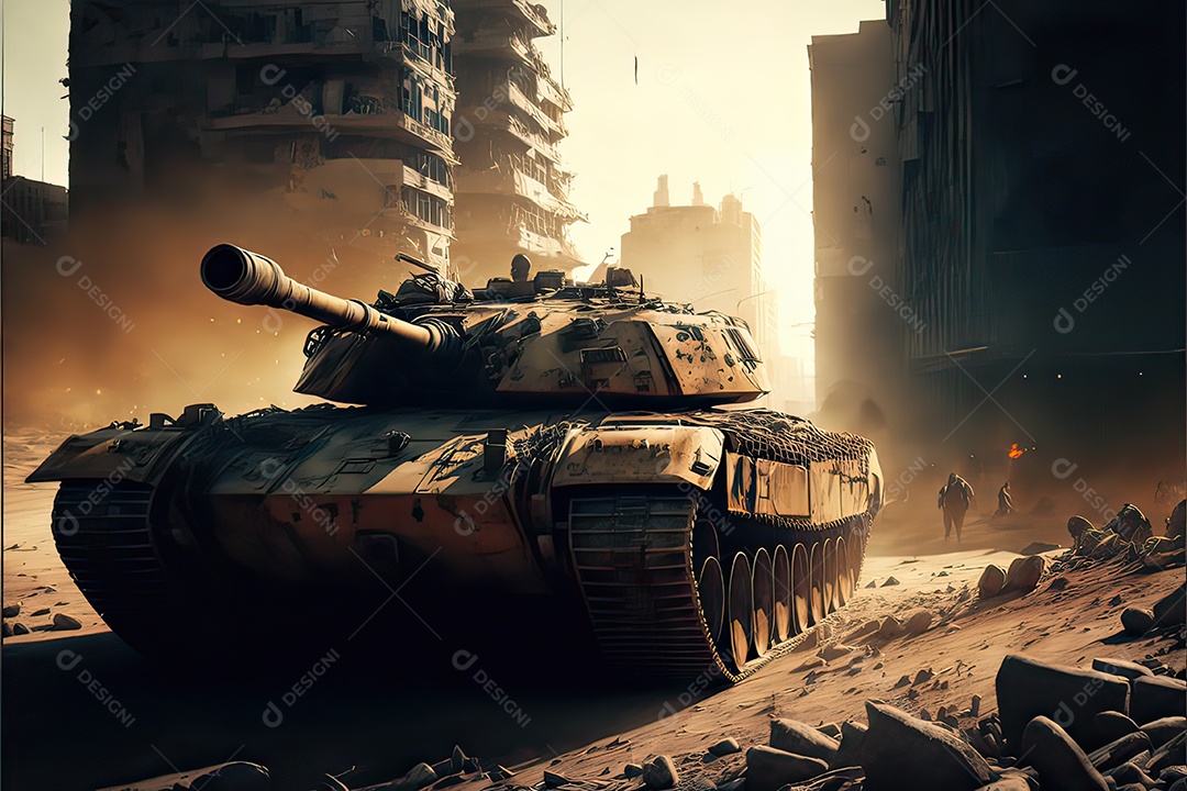 ilustração sobre a devastação da guerra