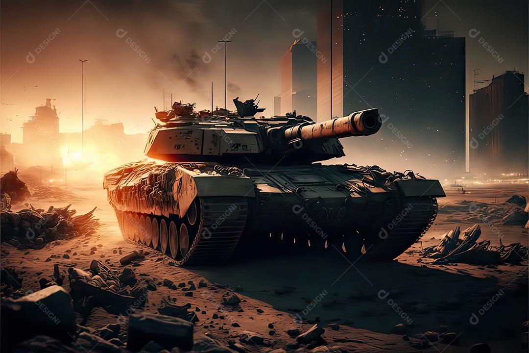 ilustração sobre a devastação da guerra