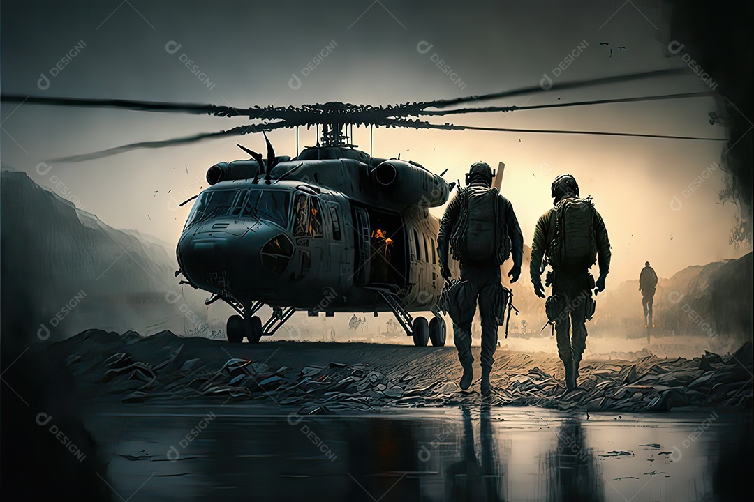 ilustração sobre a devastação da guerra