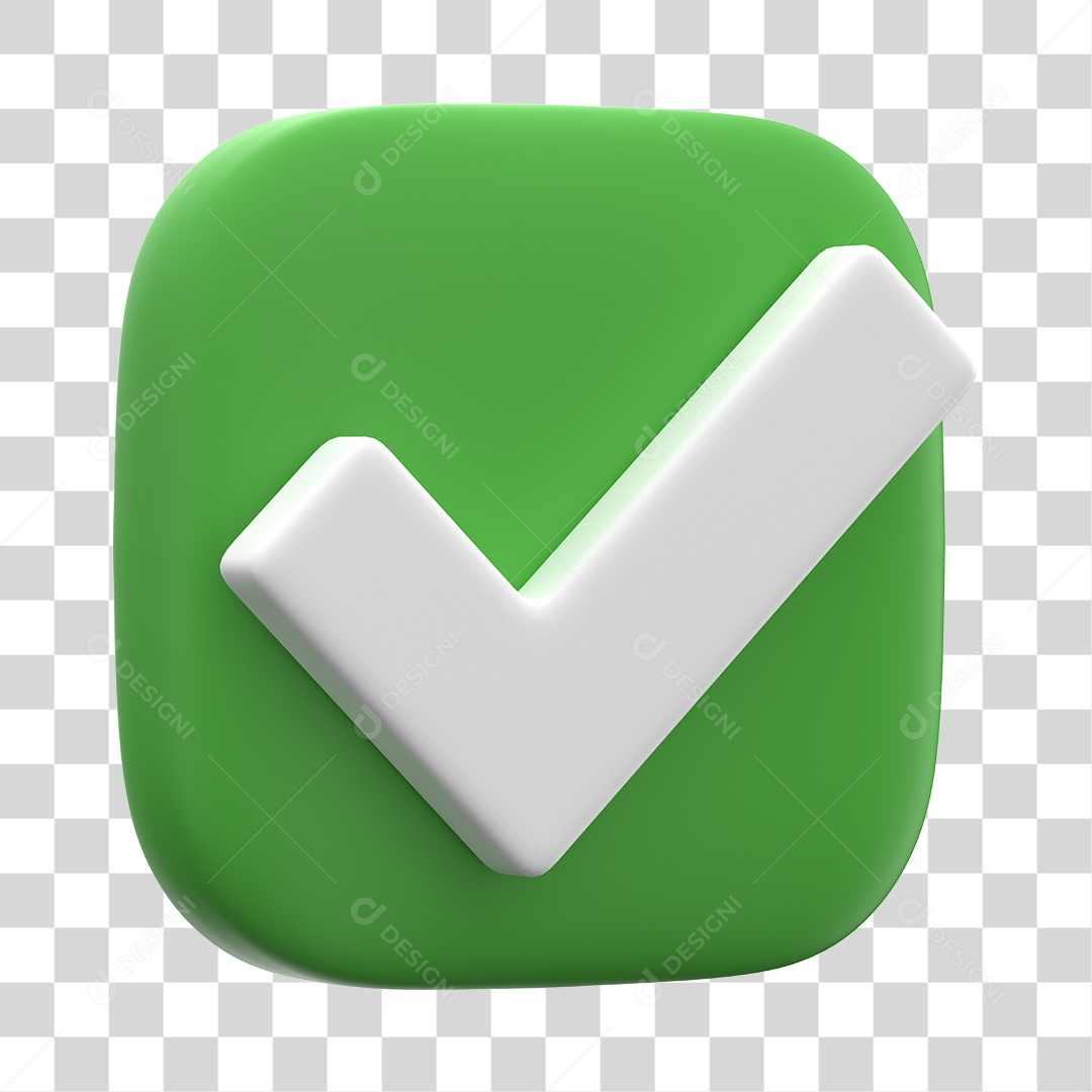 Botão de Aprovado ou Verificado Verde Elemento 3D PNG Transparente