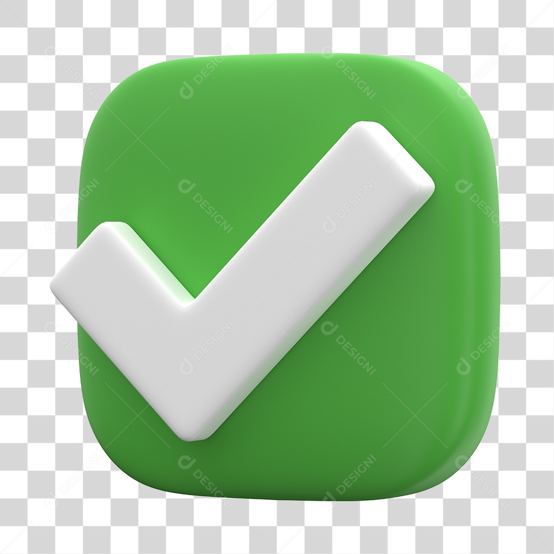 Botão de Aprovado ou Verificado Verde Elemento 3D PNG Transparente