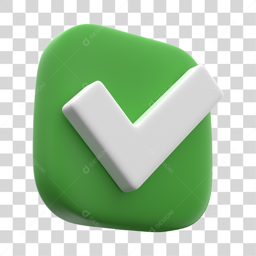 Botão de Aprovado ou Verificado Verde Elemento 3D PNG Transparente