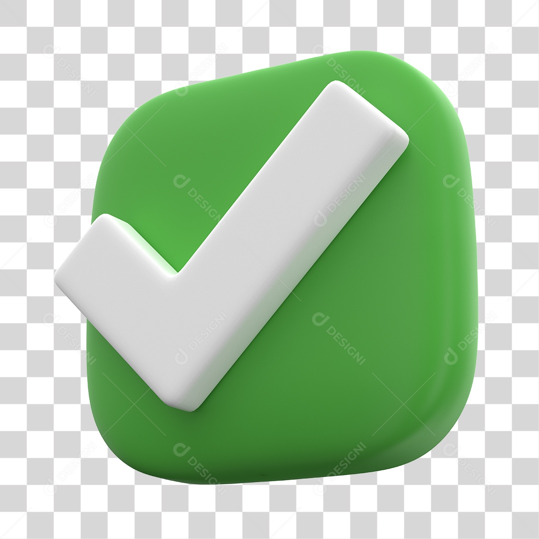 Botão de Aprovado ou Verificado Verde Elemento 3D PNG Transparente