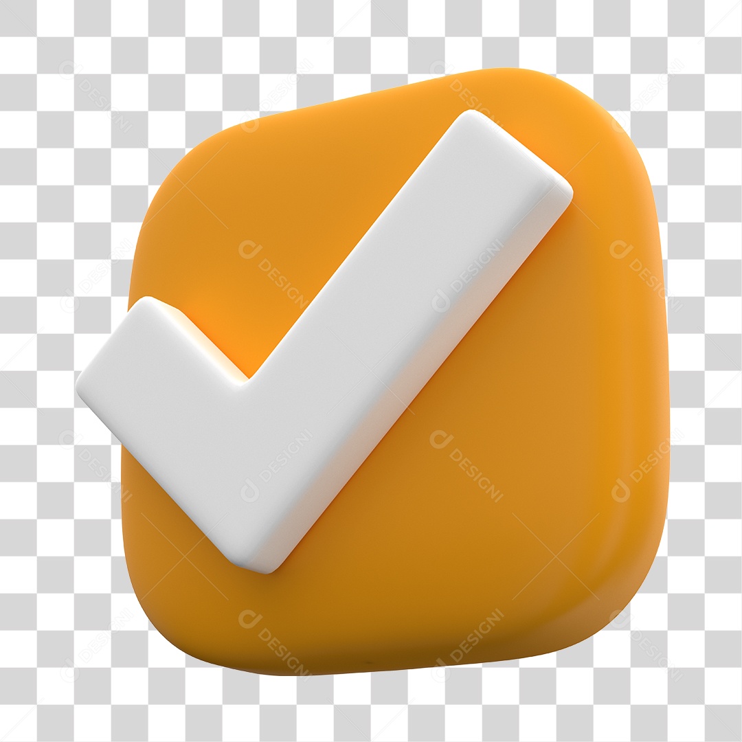 Botão de Aprovado ou Verificado Laranja Elemento 3D PNG Transparente