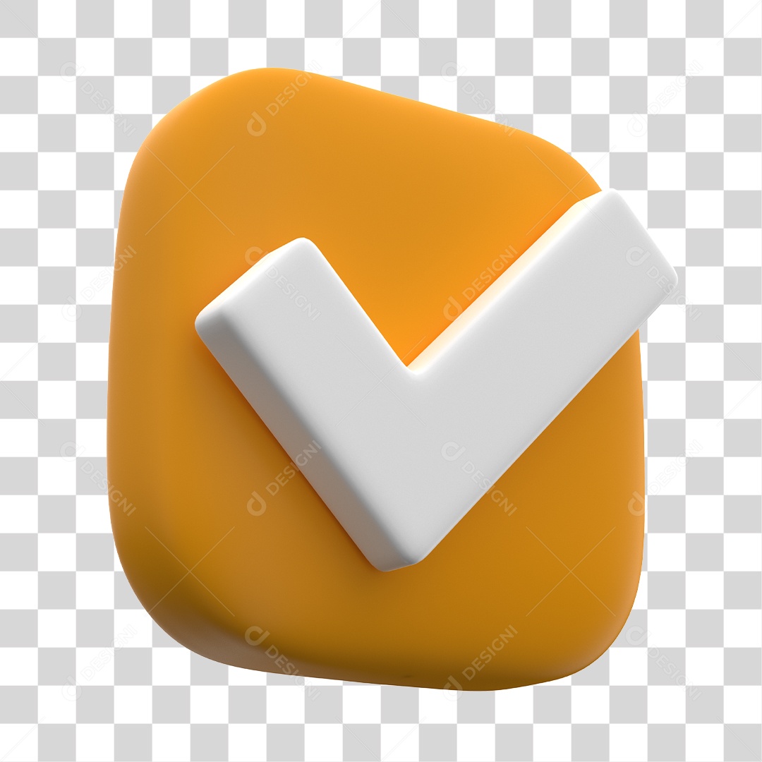 Botão de Aprovado ou Verificado Laranja Elemento 3D PNG Transparente