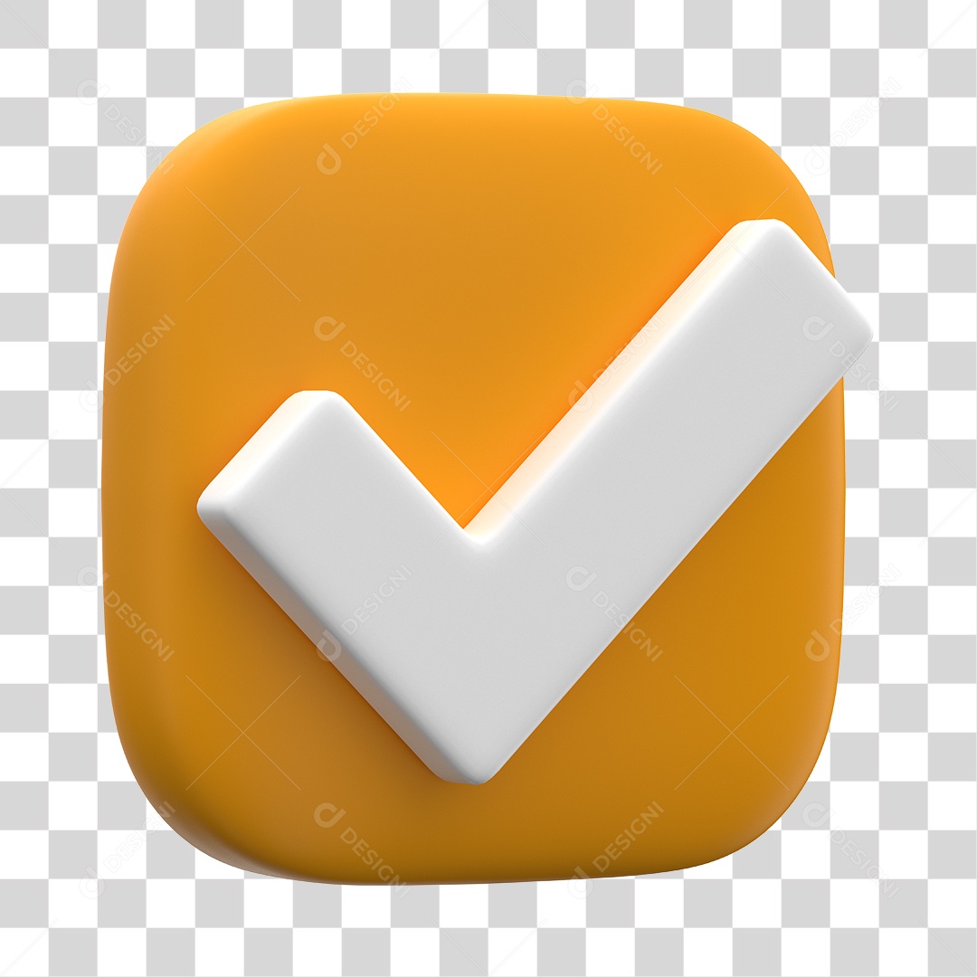 Botão de Aprovado ou Verificado Laranja Elemento 3D PNG Transparente