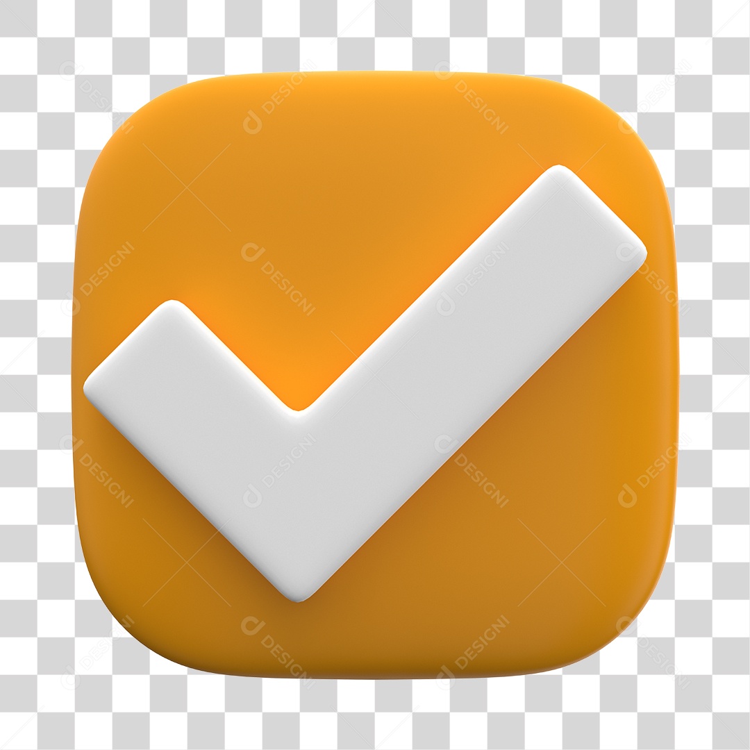Botão de Aprovado ou Verificado Laranja Elemento 3D PNG Transparente