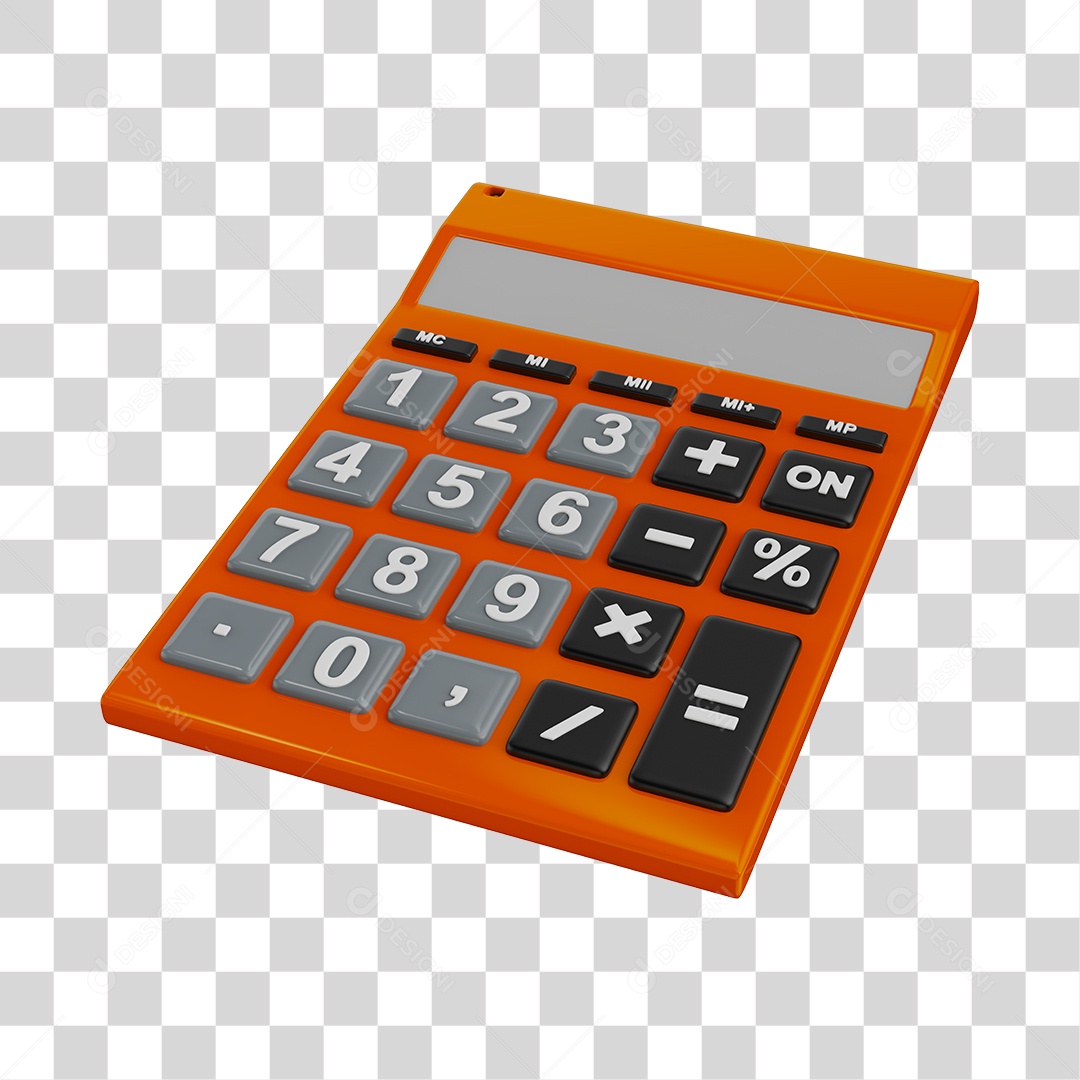 Calculadora Laranja Elemento 3D Para Composição PNG Transparente