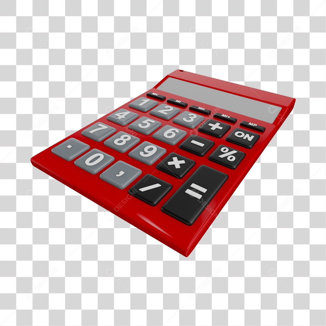 Calculadora Vermelha Elemento 3D Para Composição PNG Transparente