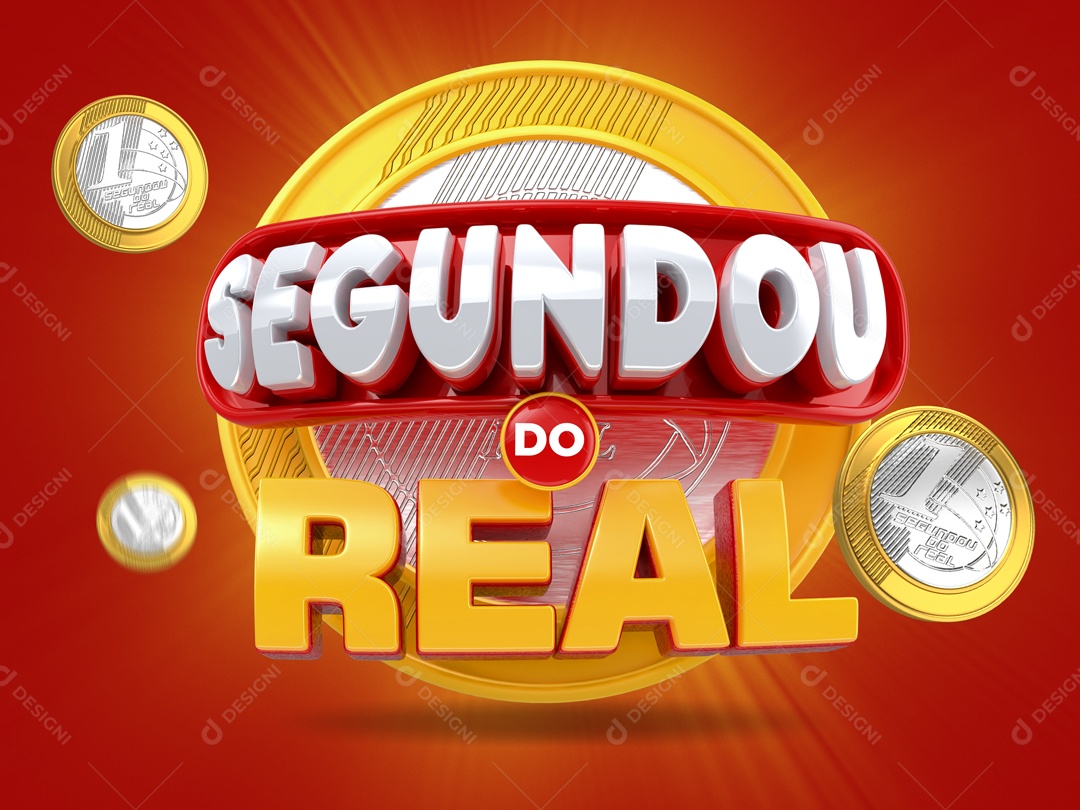 Segundou do Real Selo 3D Vermelho para Composição PSD