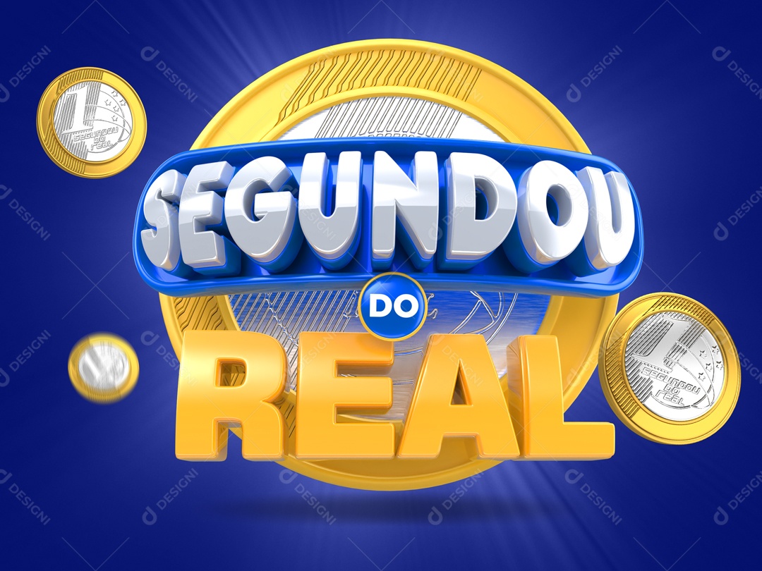Segundou do Real Selo 3D Azul para Composição PSD