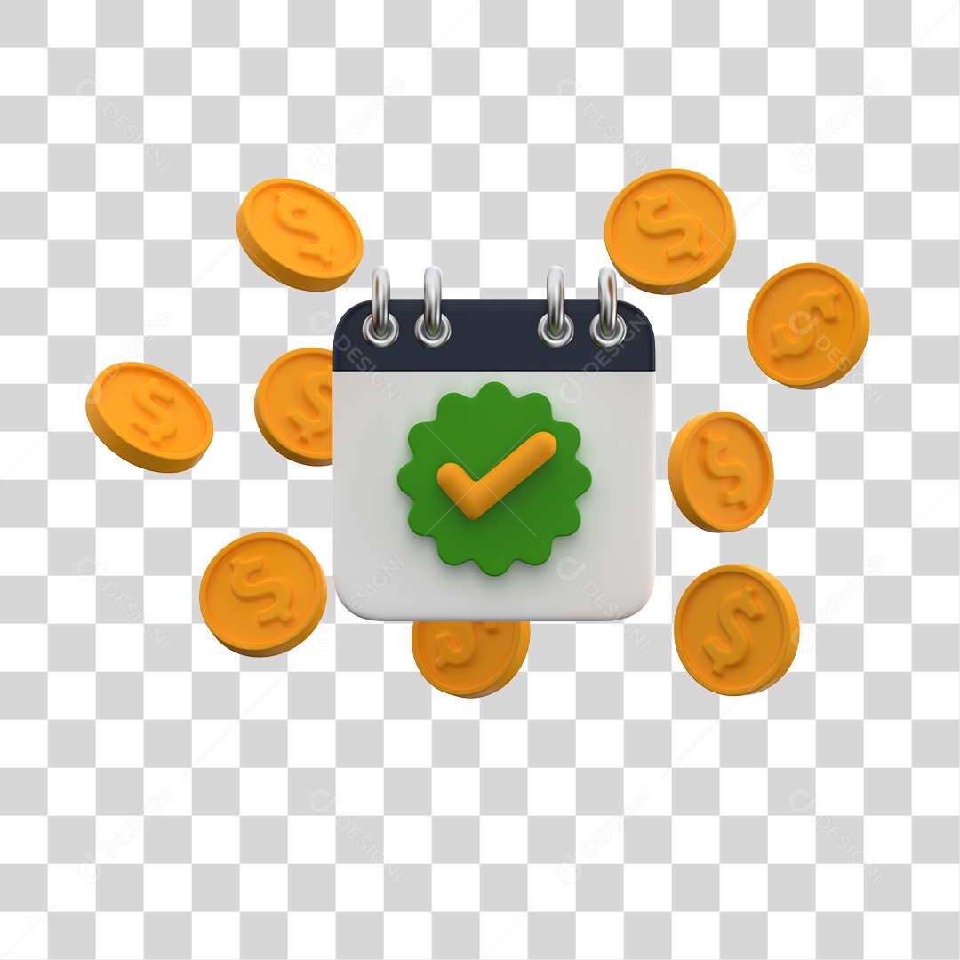 Calendário de Pagamento Elemento 3D PNG Transparente