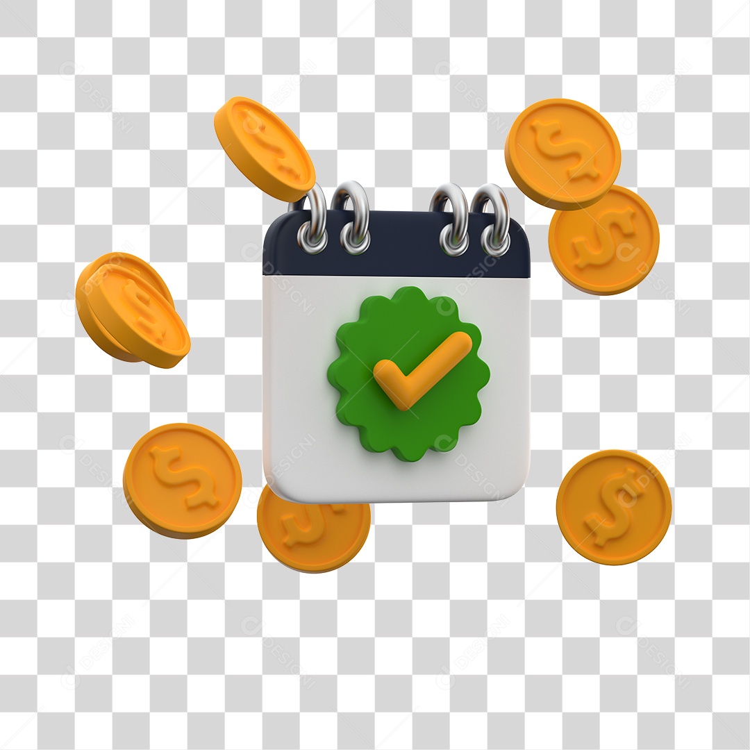 Calendário de Pagamento Elemento 3D PNG Transparente