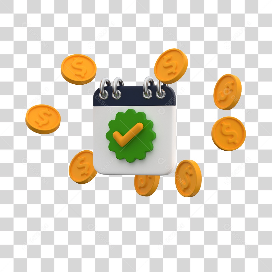 Calendário de Pagamento Elemento 3D PNG Transparente