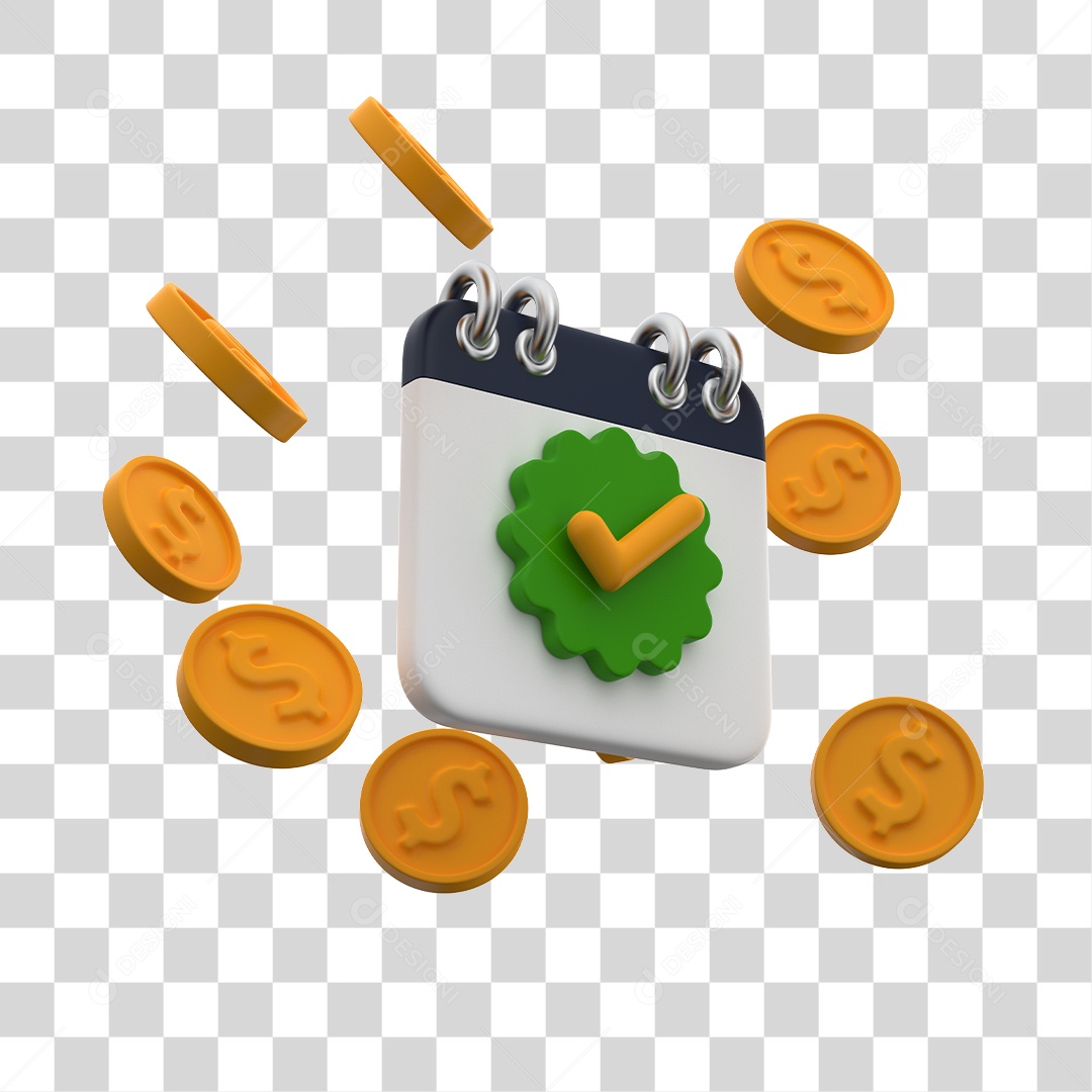 Calendário de Pagamento Elemento 3D PNG Transparente