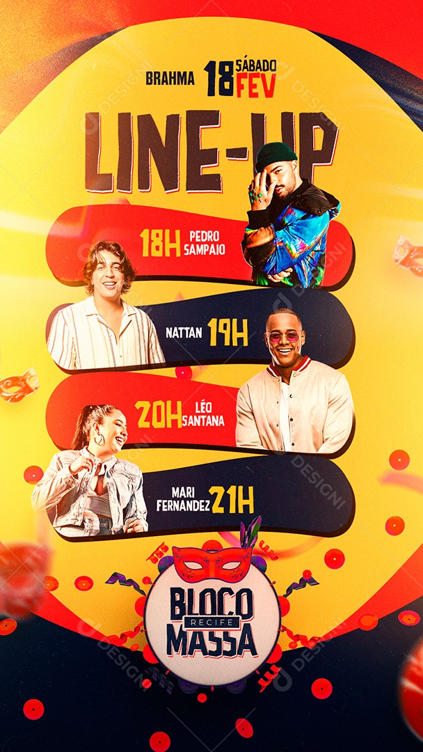 Story Line Up Léo Santana Nattan Pedro Sampaio Mari Fernandez Social Media PSD Editável