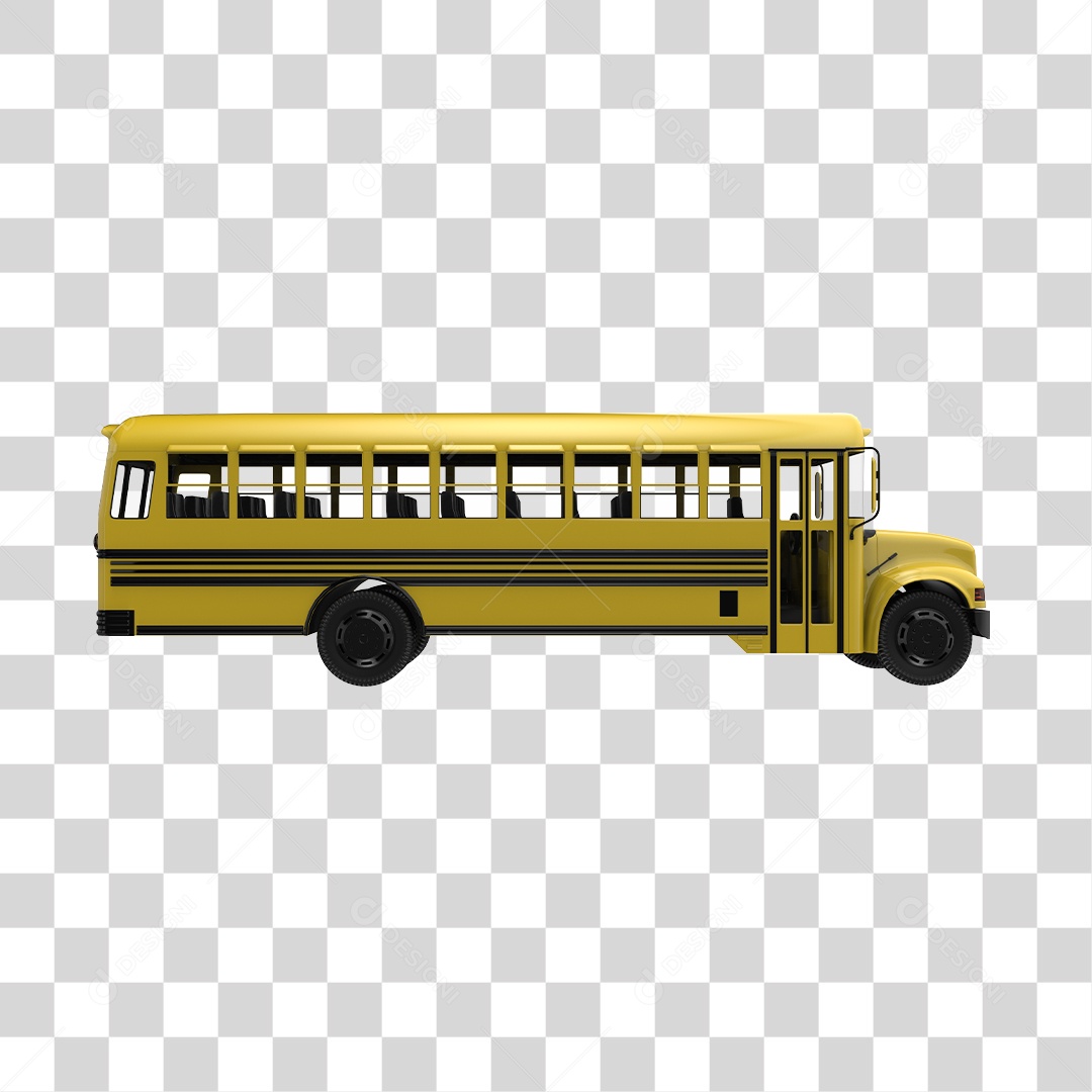 Ônibus Escolar Amarelo Elemento 3D PNG Transparente